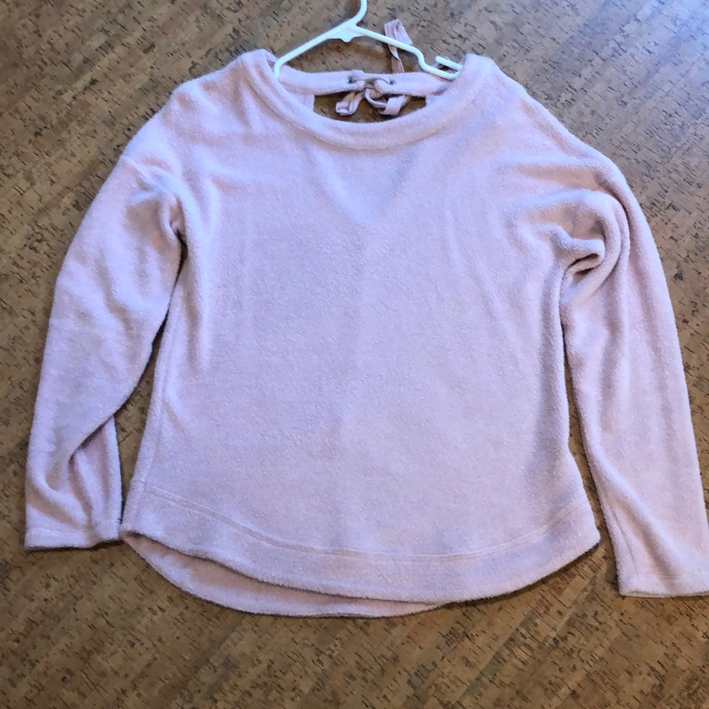 Cozy pink sweater open back